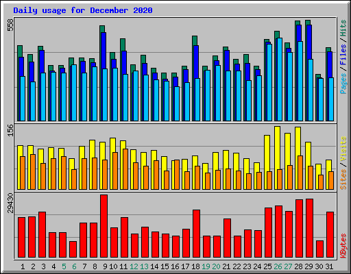 Daily usage for December 2020