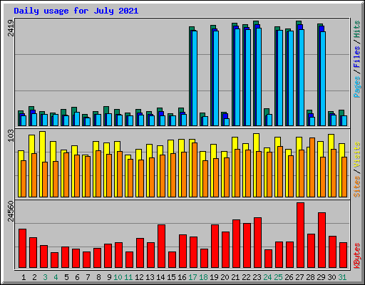Daily usage for July 2021