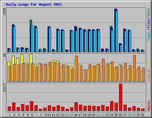 Daily usage for August 2021