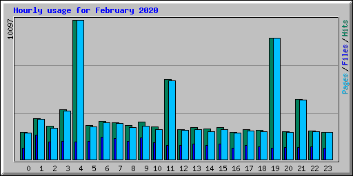 Hourly usage for February 2020