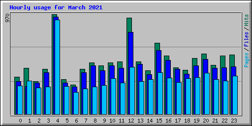 Hourly usage for March 2021